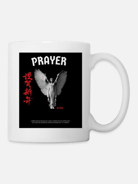 PRAYER Designer T-shirt - Tasse - Weiß