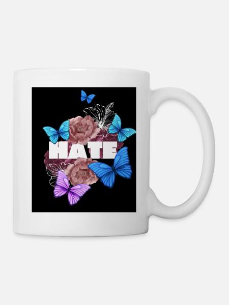 Hate Designer T-shirt - Tasse - Weiß