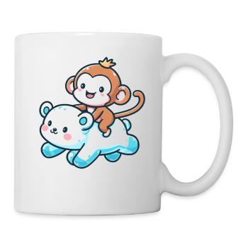 Polar Bear Cute Companion Monkey - Mug - white - Right