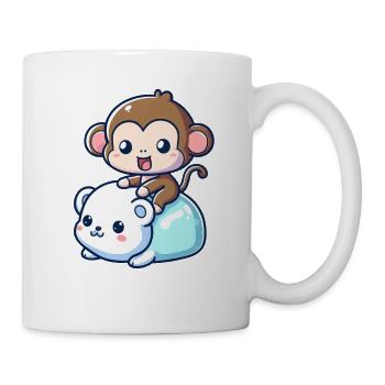 Polar Bear Cute Companion Monkey - Mug - white - Right