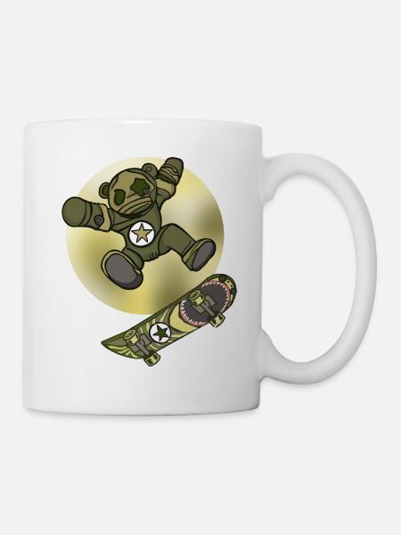 Halloween Skater Teddy with Skateboard - Mug - white