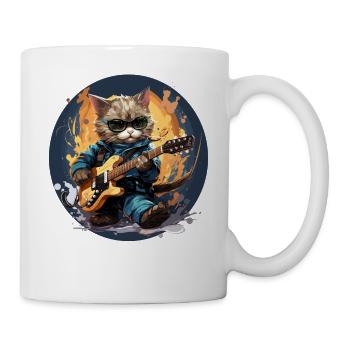 Funny cute cat with electric guitar kitten - Mug - white - Right