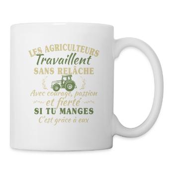 Les agriculteurs travaillent sans relâche - cadeau - Mug blanc - blanc - Droite