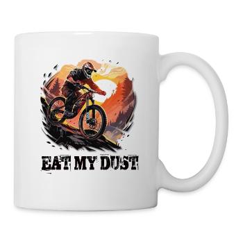Vélo de montagne de descente VTT Mangez ma poussière - Mug blanc - blanc - Droite