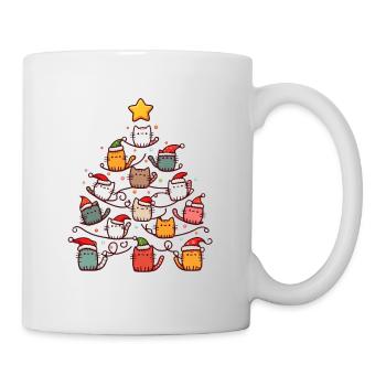 Katzen-Weihnachtsbaum: Festliche Tierliebe - Tasse - Weiß - Rechts