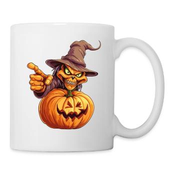Happy Halloween Monster Hut Kürbis Gruselig Horror - Tasse - Weiß - Rechts