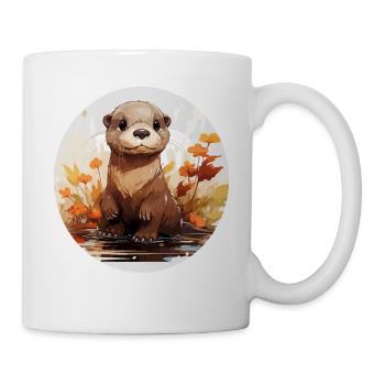 Der lustige kleine Otter - Tasse - Weiß - Rechts