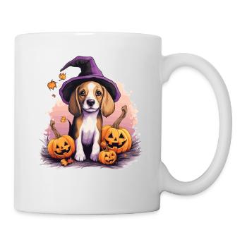 Halloween Witch Hat Pumpkin Dog Beagle - Mug - white - Right