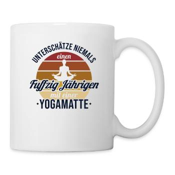 Fuffzig Jähriger mit Yogamatte Yoga Kundalini 50. - Tasse - Weiß - Rechts