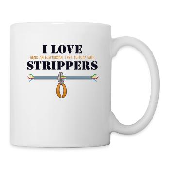 J’aime les strip-teaseuses Technicien en électronique Ingénieur électricien - Mug blanc - blanc - Droite