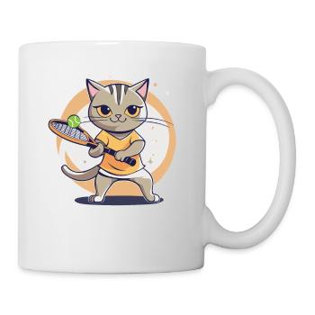 Tennis Kinder Katze I lustige Tiere | Sport | Kät - Tasse - Weiß - Rechts