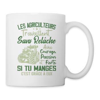Les agriculteurs travaillent sans relâche - cadeau - Mug blanc - blanc - Droite