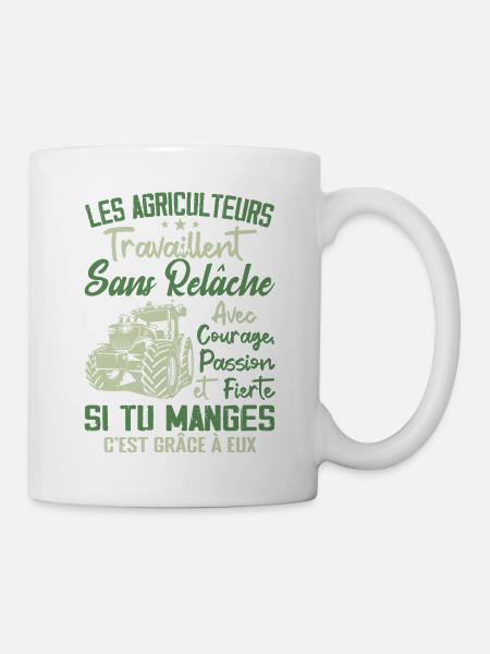 Les agriculteurs travaillent sans relâche - cadeau - Mug blanc - blanc
