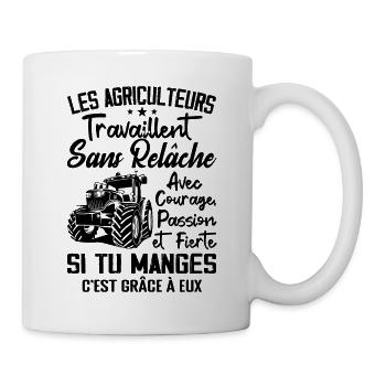 Les agriculteurs travaillent sans relâche - cadeau - Mug blanc - blanc - Droite