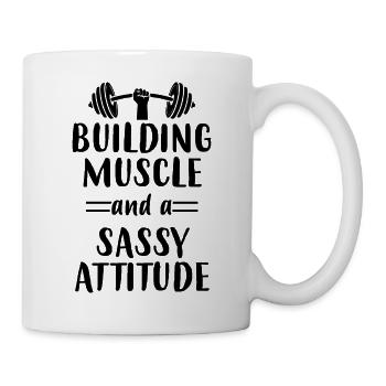Muskeln Bauen - Fitness -Frauen Fitnessstudio - Tasse - Weiß - Rechts