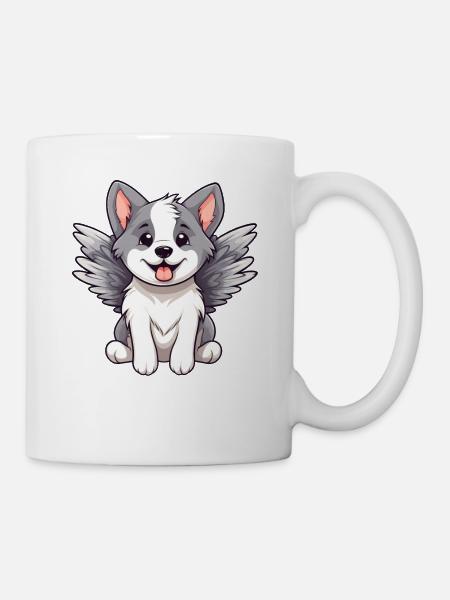 Bande dessinée mignonne Angel Husky - Mug blanc - blanc