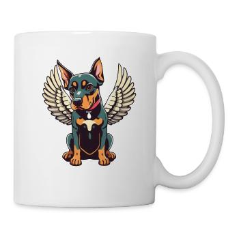 Doberman ange, ailes bande dessinée, chien Illustration - Mug blanc - blanc - Droite