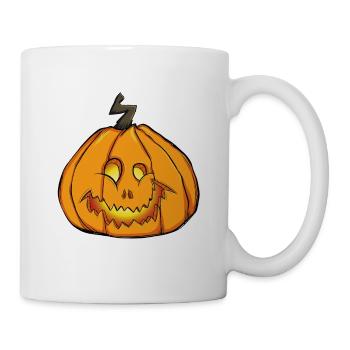 Lustiger Halloween Kürbis - Tasse - Weiß - Rechts