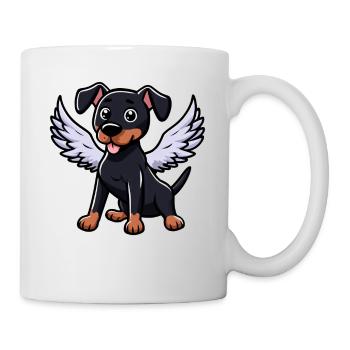 Engel Dobermann, Comic-Hund, Süße Illustration - Tasse - Weiß - Rechts
