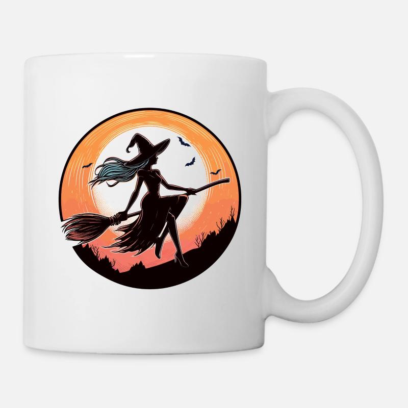Witch on a broom - Mug - white
