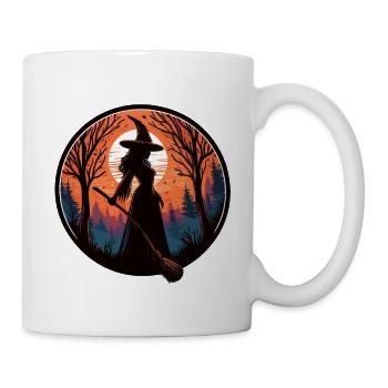 Witch holding a broom - Mug - white - Right