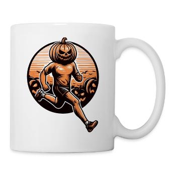 Halloween runner with a pumpkin head - Mug - white - Right