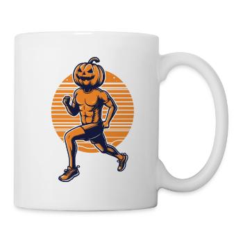 Halloween runner with a pumpkin head - Mug - white - Right