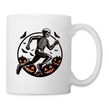 Halloween-Läufer im Skelett Kostüm - Tasse - Weiß - Rechts