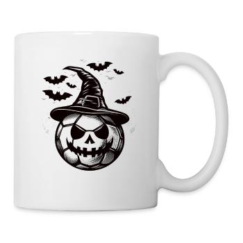 Halloween Soccer Football ballon de football avec chapeau et chauves-souris - Mug blanc - blanc - Droite