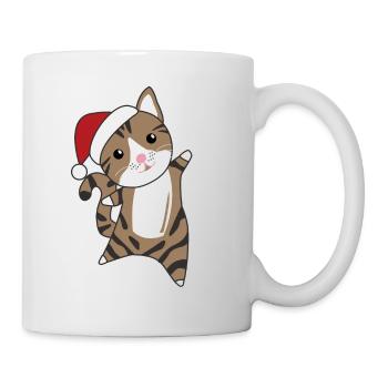 Katze Weihnachten Schnee Winter Tiere Katzen - Tasse - Weiß - Rechts