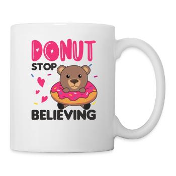 Süßer Bär lustige Tiere in Donut pink - Tasse - Weiß - Rechts