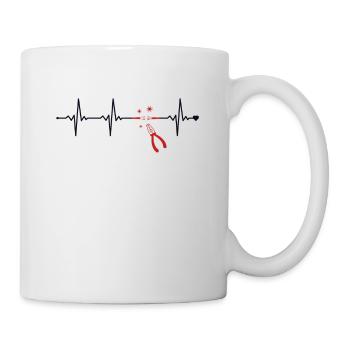 Electrician Heartbeat Elektroinstallateur - Mug - white - Right