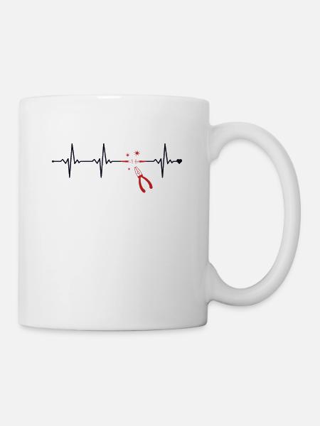 Electrician Heartbeat Elektroinstallateur - Tasse - Weiß