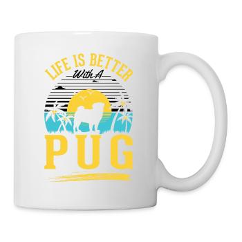 La vie est meilleure avec un carlin - Mug blanc - blanc - Droite