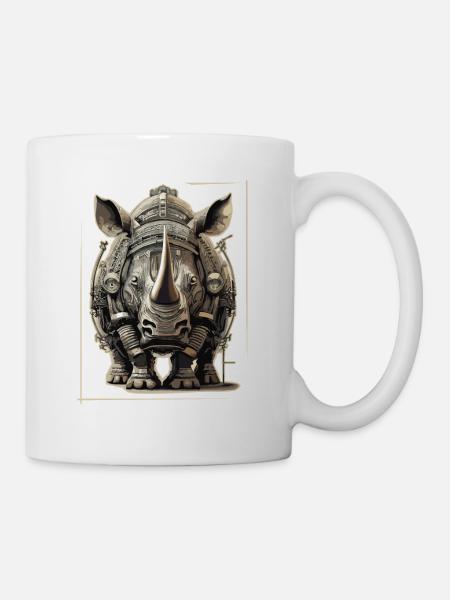 Nashorn Steampunk - Tasse - Weiß