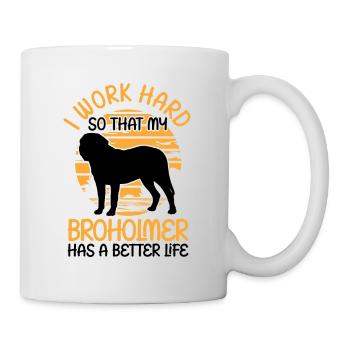 Je travaille pour mon Broholmer - Mug blanc - blanc - Droite