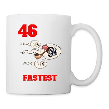 Lustiger Geburtstagsspruch 46 Jahre Alt - Tasse - Weiß - Rechts