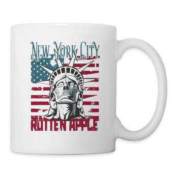 Steampunk NY City gâté Apple USA drapeau des États-Unis - Mug blanc - blanc - Droite