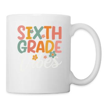 Sixth Grade Vibes 6th Grade Team Retro 100. - Mug - white - Right