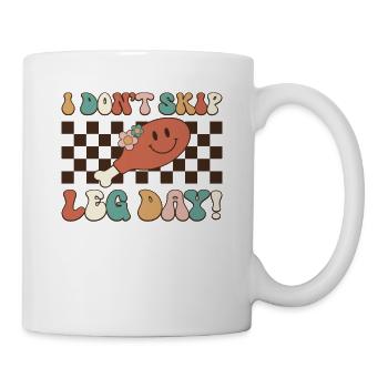 I Don't Skip Leg Day - Funny Retro Thanksgiving - Mug - white - Right