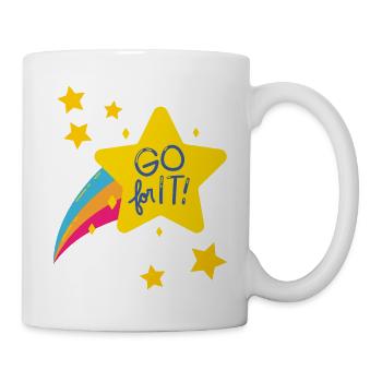 GO for it / Motivation zu mehr Mut / Geschenkidee - Tasse - Weiß - Rechts