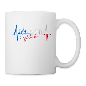 Prag Skyline Herzschlag Tschechien Herz Love Praha - Tasse - Weiß - Rechts