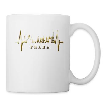 Prag Skyline Herzschlag Tschechien Herz Love Praha - Tasse - Weiß - Rechts