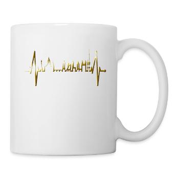 Prag Skyline Herzschlag Tschechien Herz Love Praha - Tasse - Weiß - Rechts