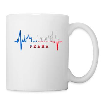 Prag Skyline Herzschlag Tschechien Herz Love Praha - Tasse - Weiß - Rechts