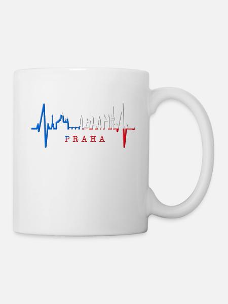 Prag Skyline Herzschlag Tschechien Herz Love Praha - Tasse - Weiß