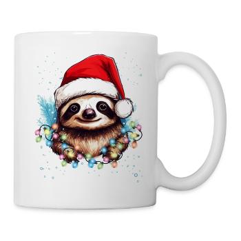 Lustiges lächelndes Faultier Weihnachten - Weihnachtsfaultier - Tasse - Weiß - Rechts