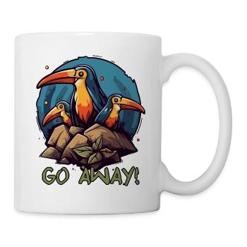 Oiseaux idiots, sortez d’ici ! - Mug blanc - blanc - Droite