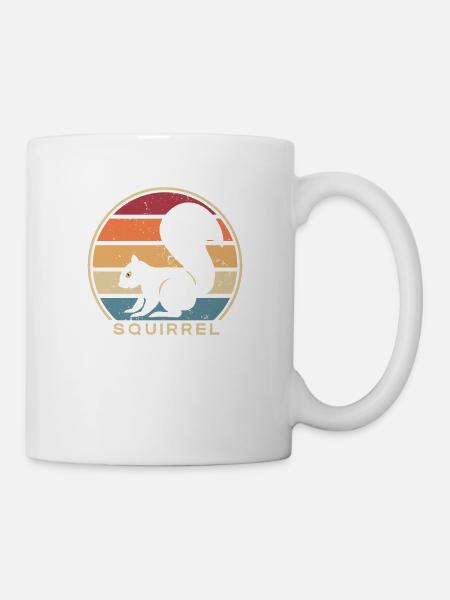 Retro Squirrel Fuchshörnchen Grauhörnchen - Tasse - Weiß
