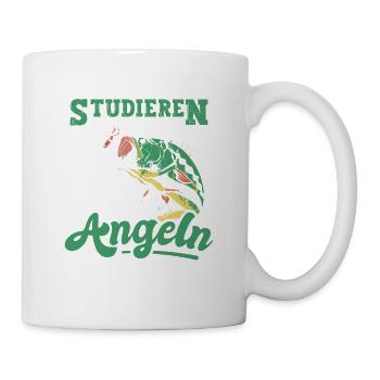 Angeln Fischen Studieren kann jeder - Tasse - Weiß - Rechts